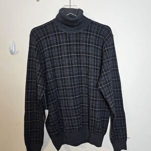 Vintage Polo Ralph Lauren City Chic Turtle Neck Long Sleeve Plaid Knit Sweater N